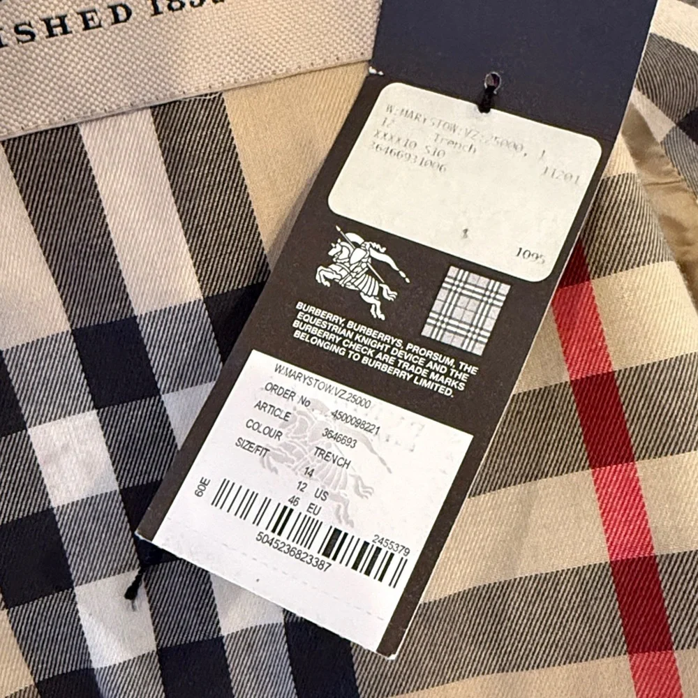 BURBERRY Women’s ‘Marystow’ Double Breasted Short Trench Coat US 12 “As Is” - Picture 6 of 16